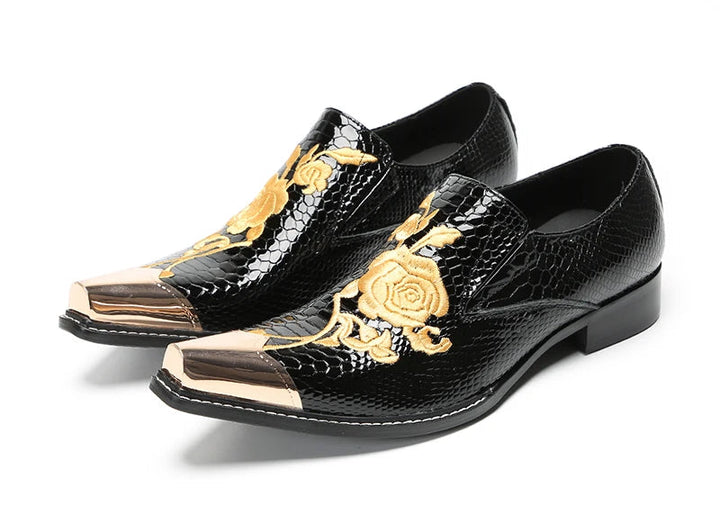 Luxury Golden Metal Toe Business Shoes