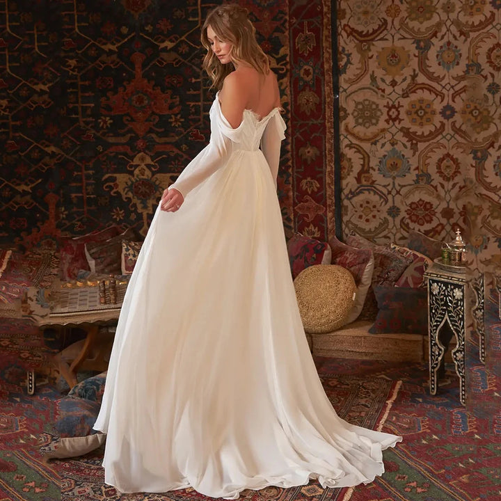 Vintage Off-The-Shoulder Bridal Dress