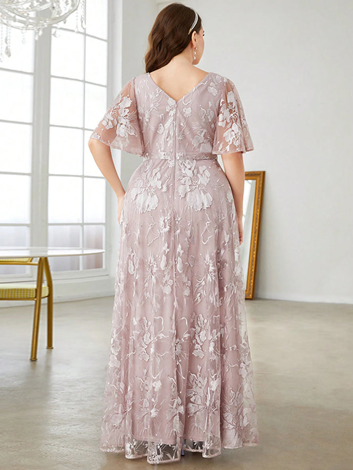 Glamorous Embroidered Flared Sleeves Formal Dress