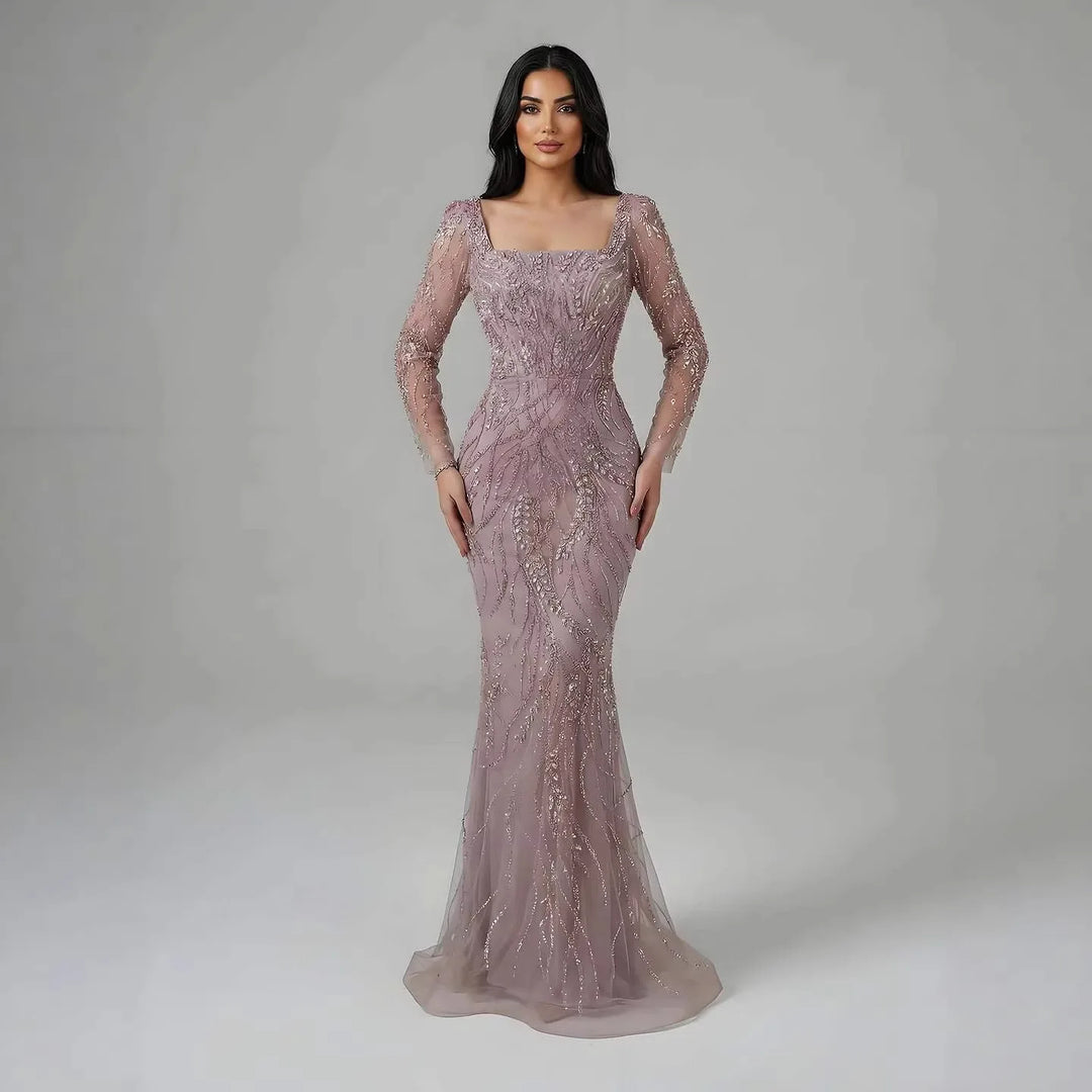 Luxury Beaded Long Evening Dress
