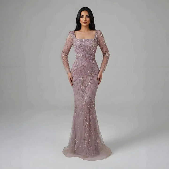 Luxury Beaded Long Evening Dress