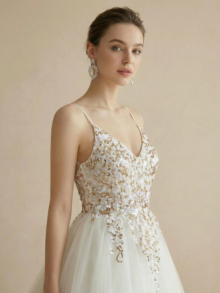 Regal Sequins Embroidered Wedding Dress