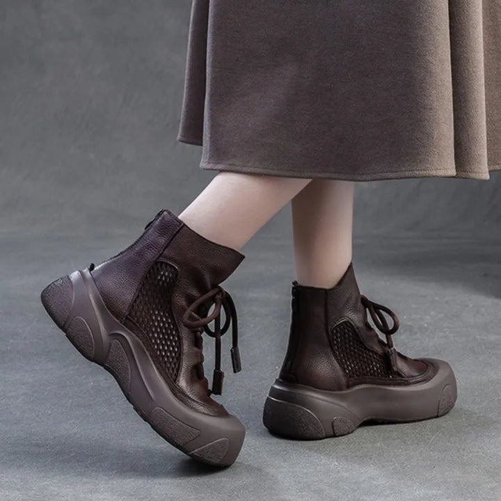 Stylish Hollow-Out Real Leather Boots