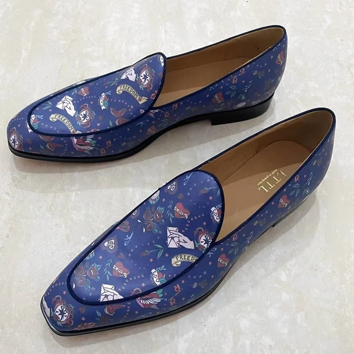 Stylish Printed Fabric Loafers Shoes