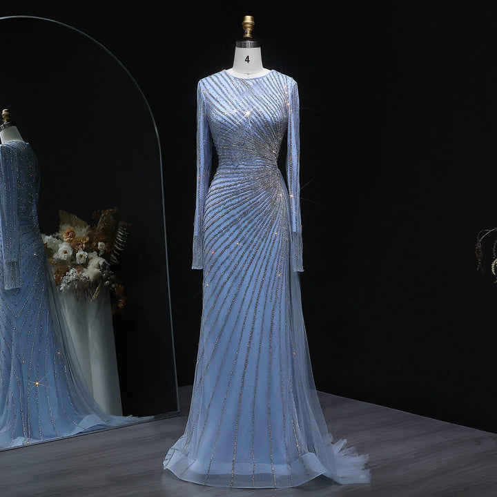 Luxury Long Sleeves Mermaid Evening Dress