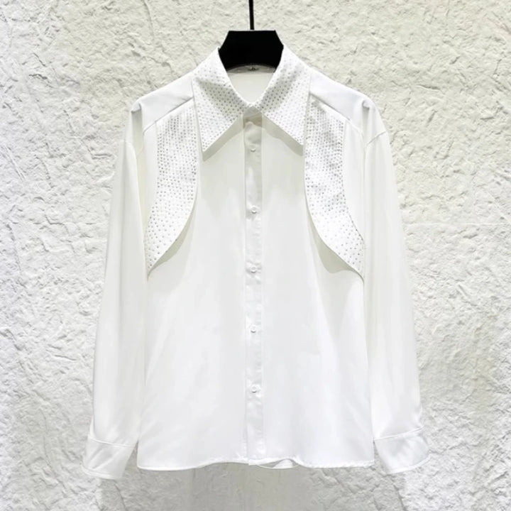 Rhinestone Decorated Formal Shirt