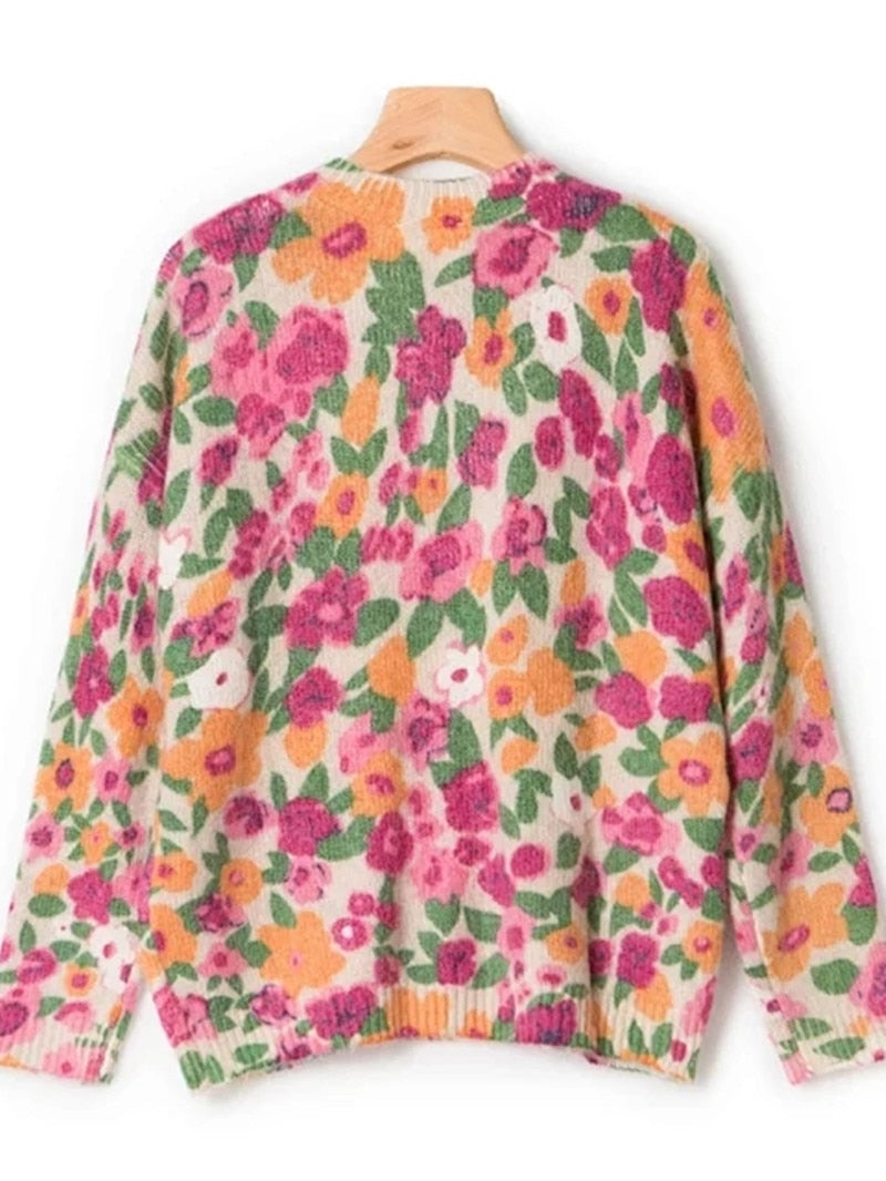 Colorful Floral Women's Pullover Sweater| All For Me Today