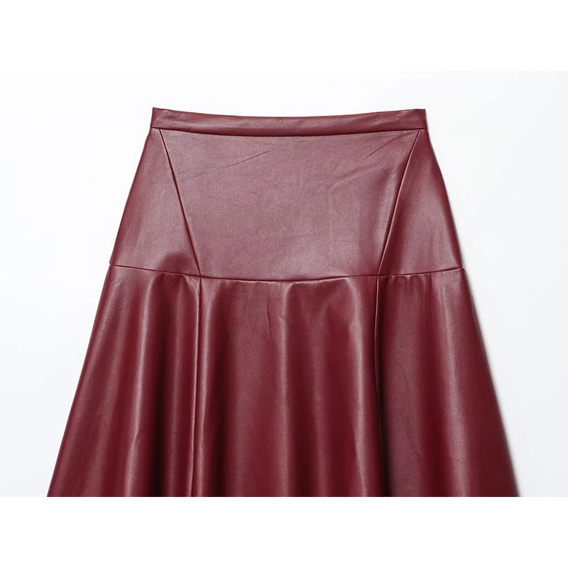 Elegant Faux Leather A-Line Skirt