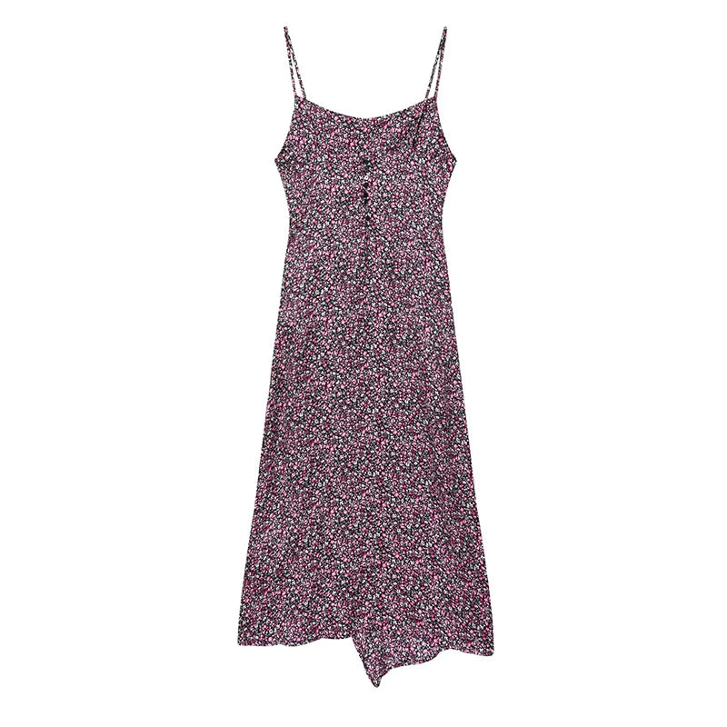 Trendy Floral Print Asymmetrical Dress