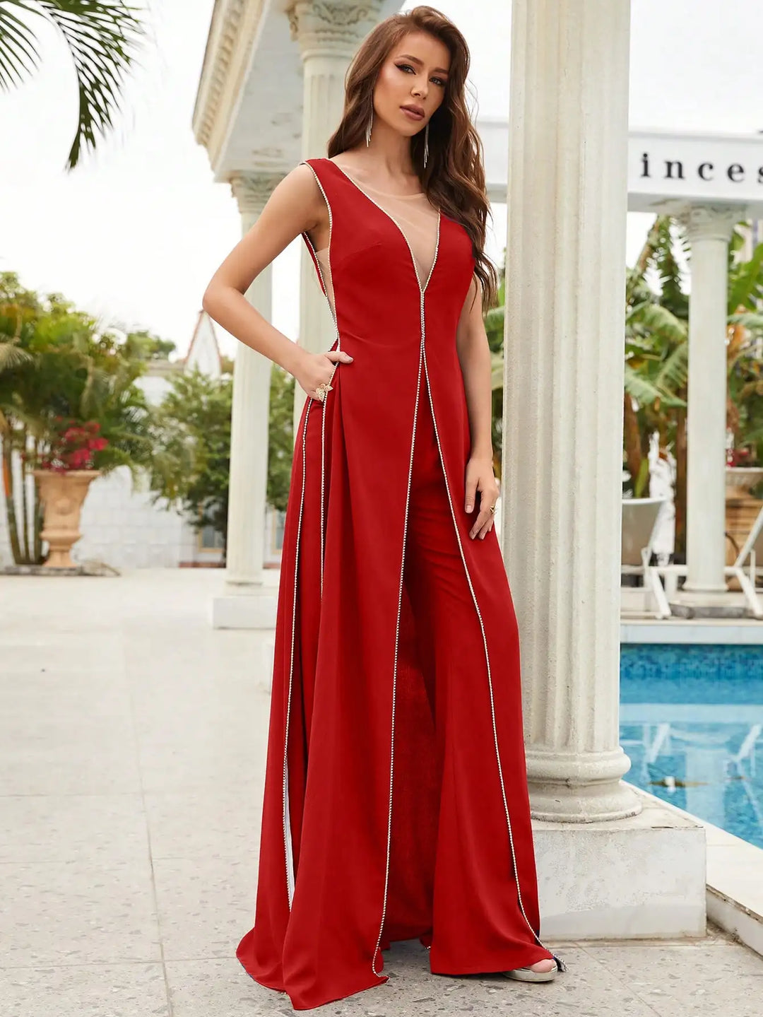 Sophisticated Contrast Binding Wide Legs Jumpsuit