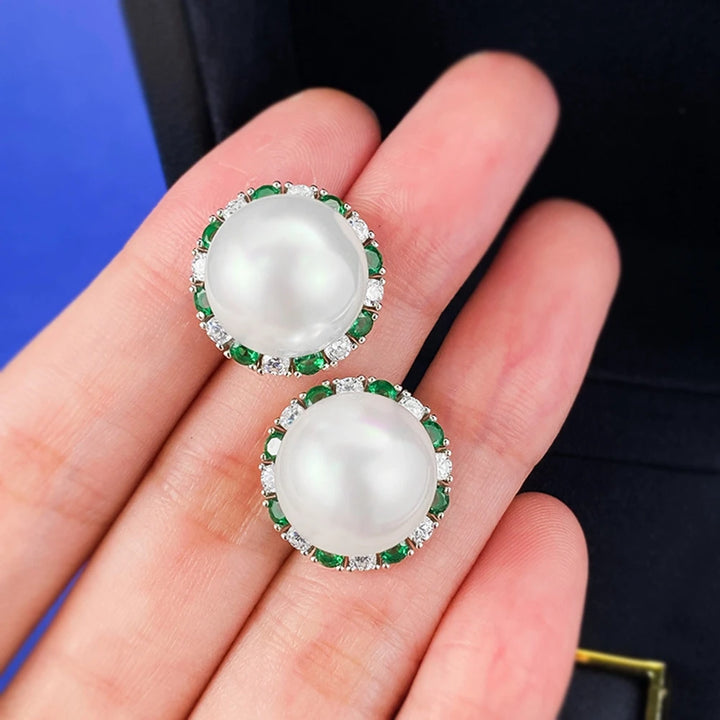 Sweet Lab Emerald Sapphire Stud Earrings