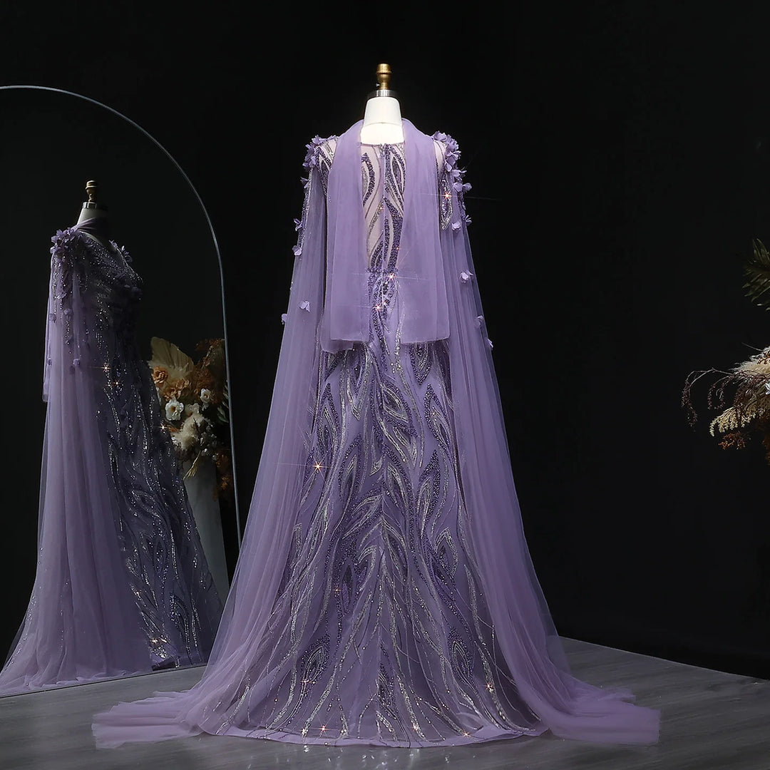 Sparkling 3D Flowers Arabic Formal Gown