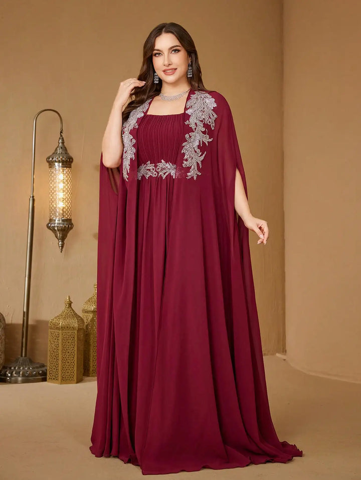 Breathtaking Cape Sleeve Sequined Dress