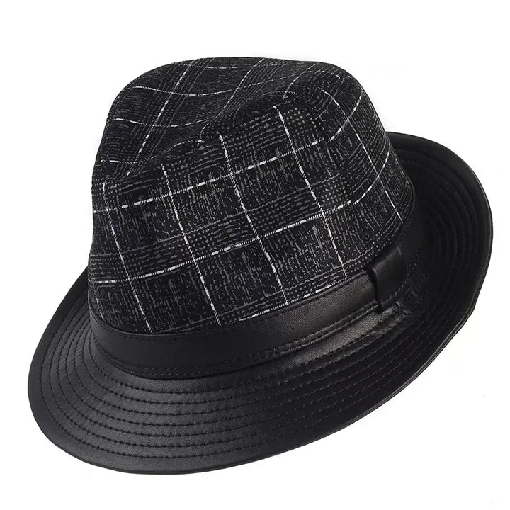 Stylish Black Geometry Real Leather Hat