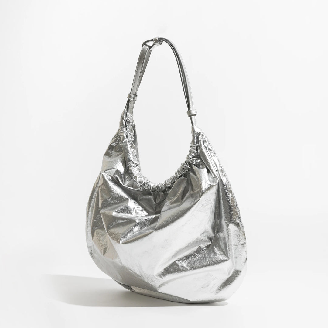 Silver Half Moon Hobo Bag