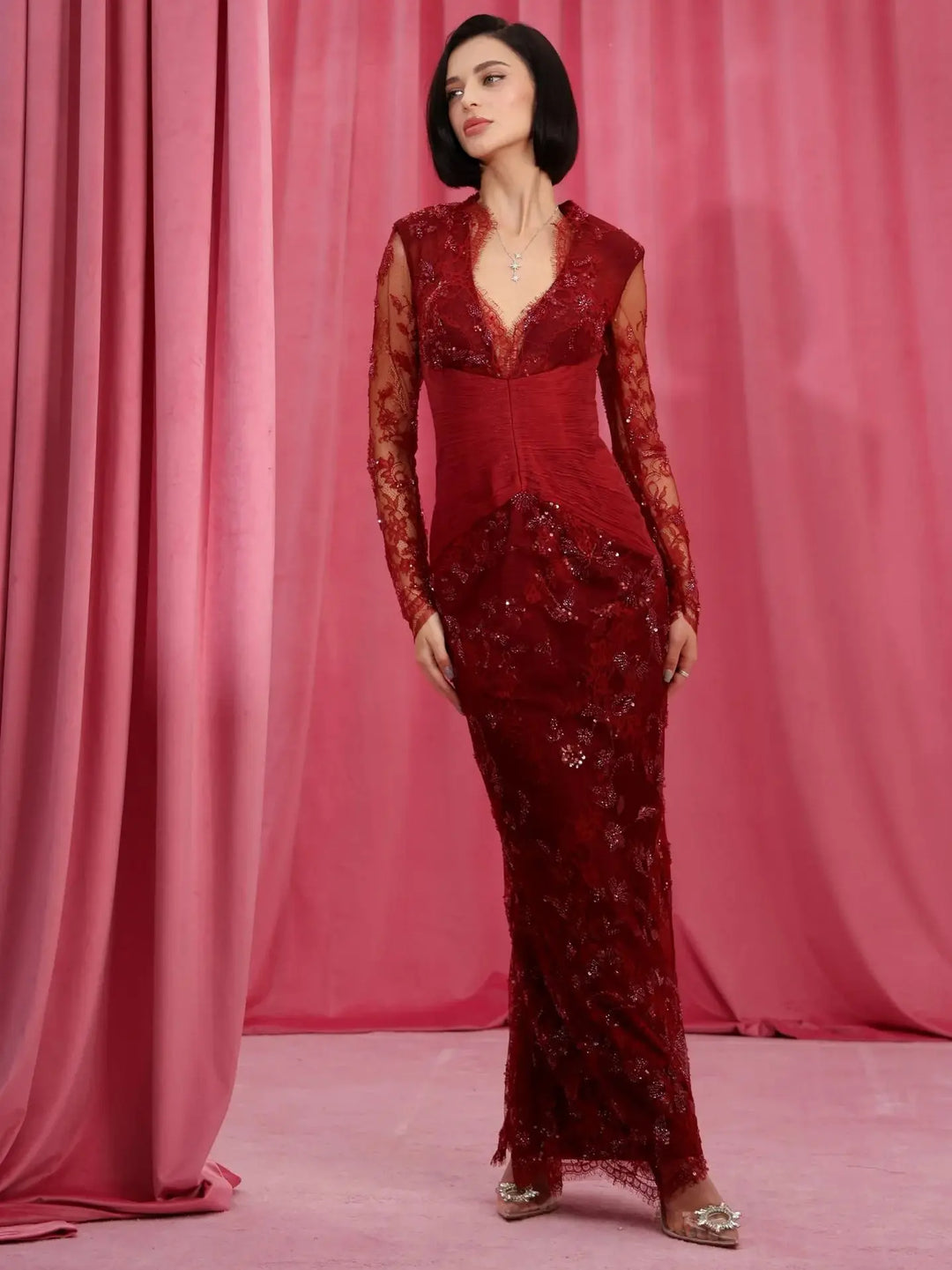 Stunning Sparkly V-neck Straight Evening Dress