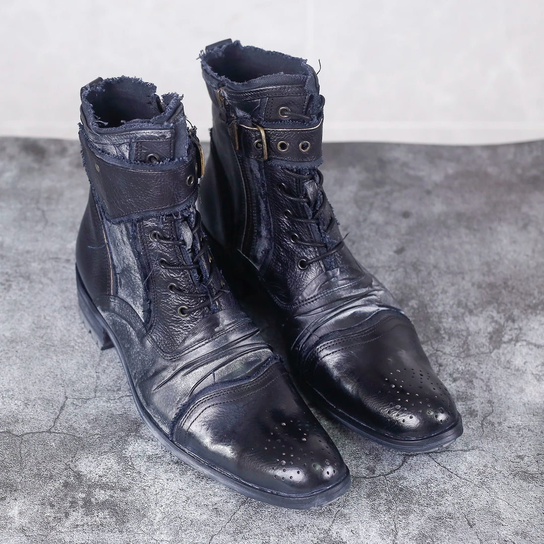 Trendy Cowhide Leather Pointed Toe Chelsea Boots