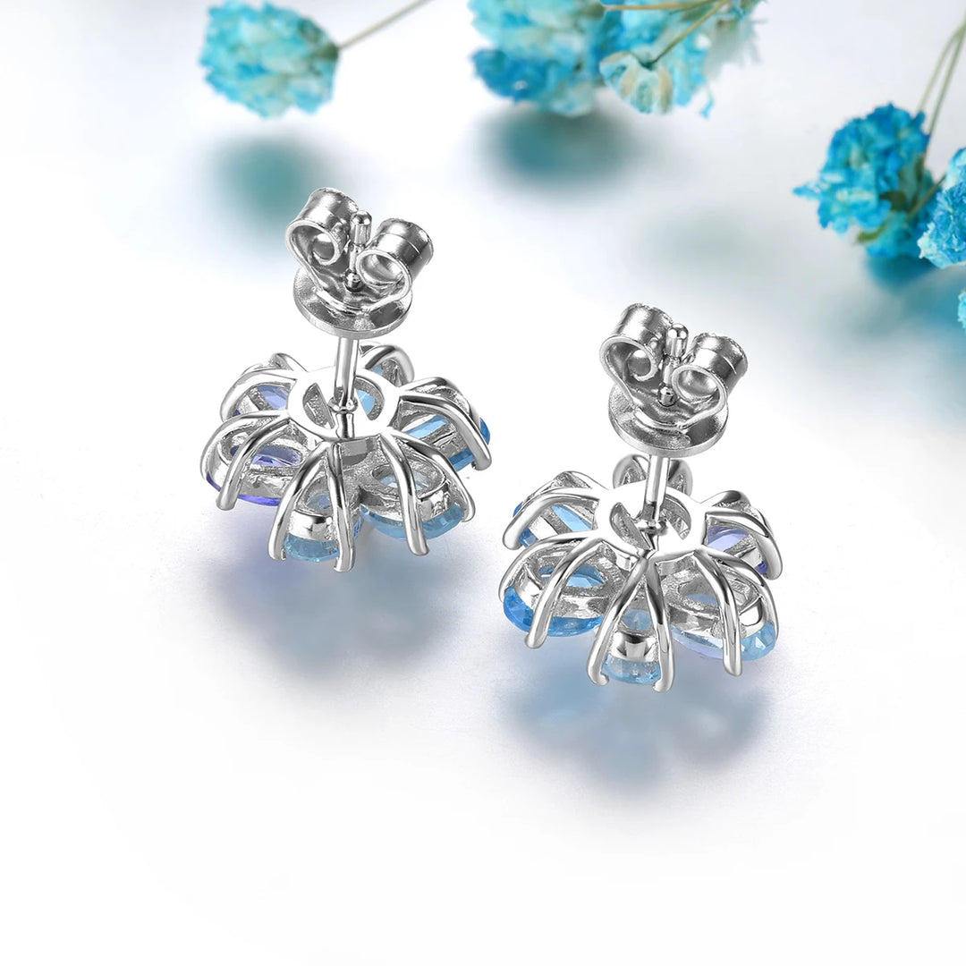 Romantic Opal Tanzanite Stud Earrings