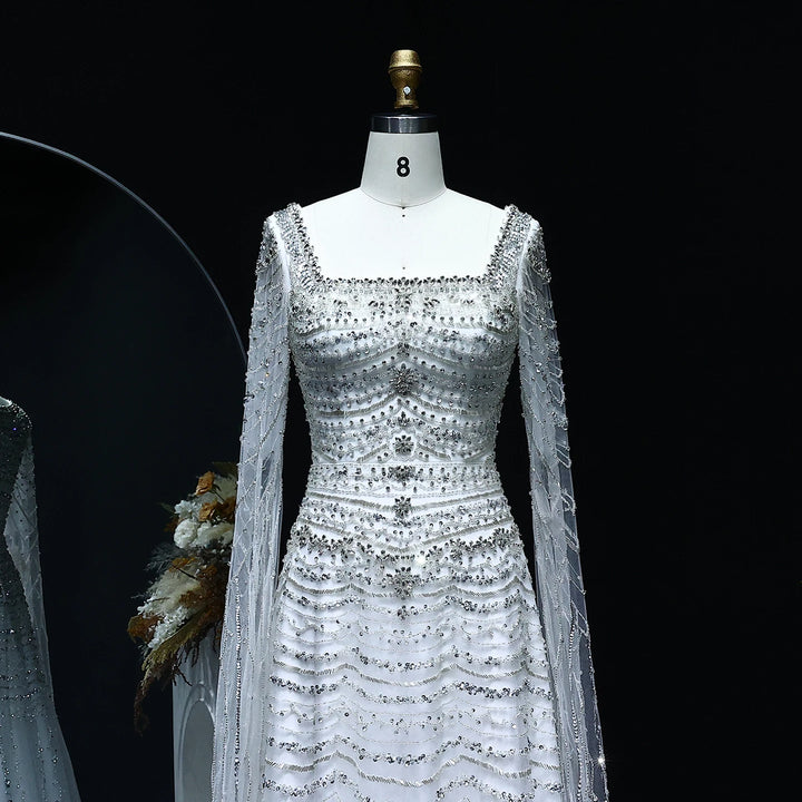 Beautiful Cape Sleeves Arabic Evening Dress