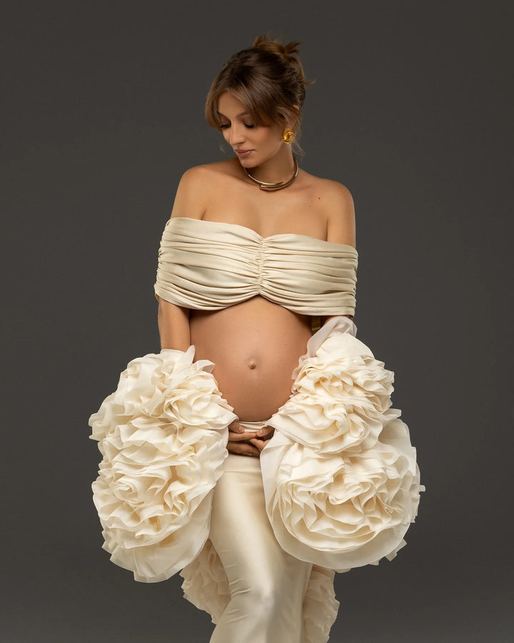 Stunning Off-Shoulder Maternity Photoshoot Dress