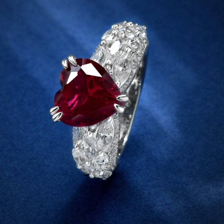 Exquisite Heart-Shaped Ruby Ring