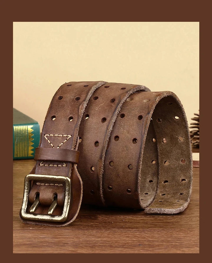 Double Needle Pure Leather Belt