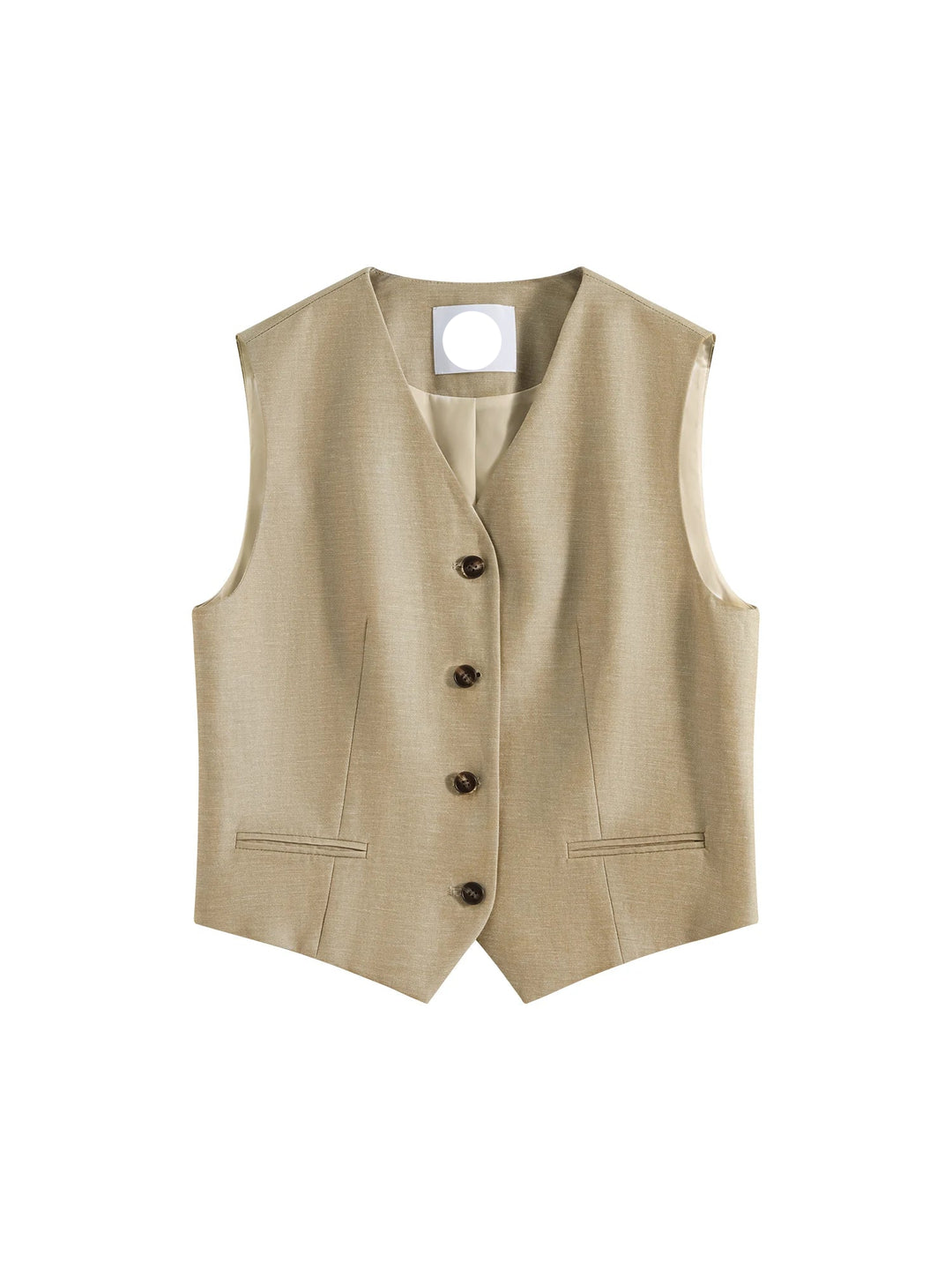 Beige vest with buttons on a white background