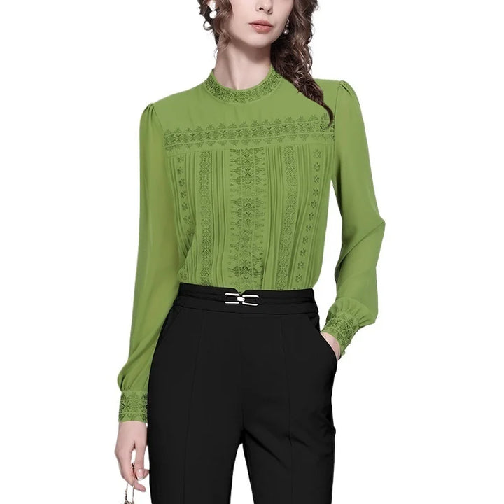 Chemisier en mousseline plissé à la mode pour femme