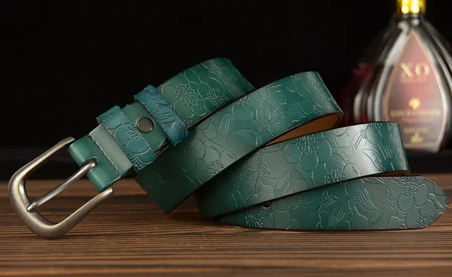 Bold Genuine Leather Pin Buckle Belt