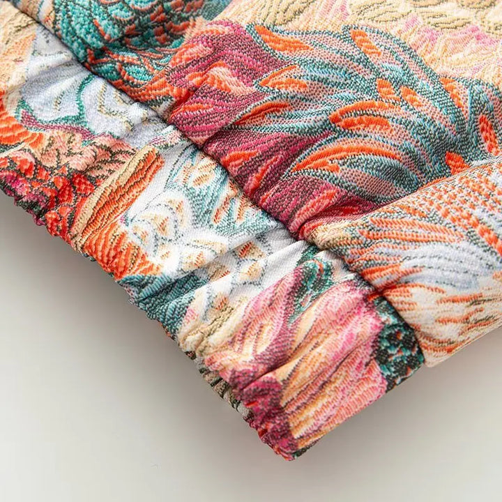 Vibrant Peacock Print Short Jacket