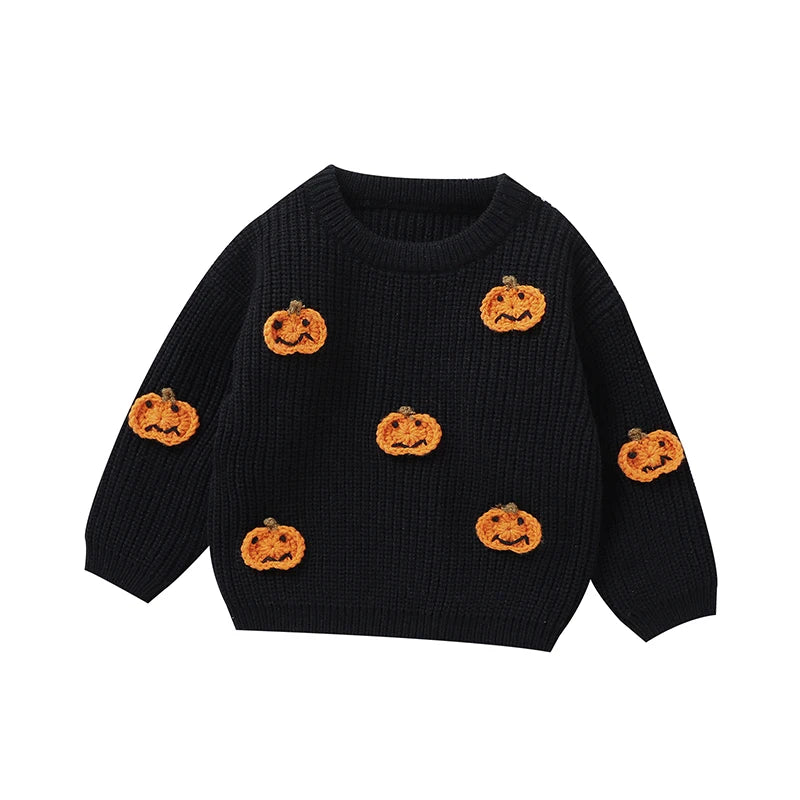 Cozy Orange Pumpkin Knitting Kid's Sweater