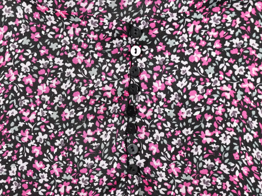 Trendy Floral Print Asymmetrical Dress