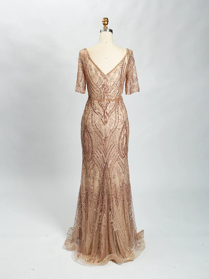 Experience The Beaded Elegance Evening Dress