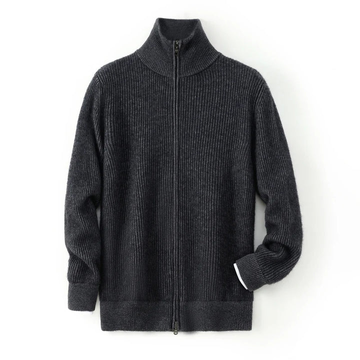 Cardigã de Cashmere Confortável com Zíper Duplo