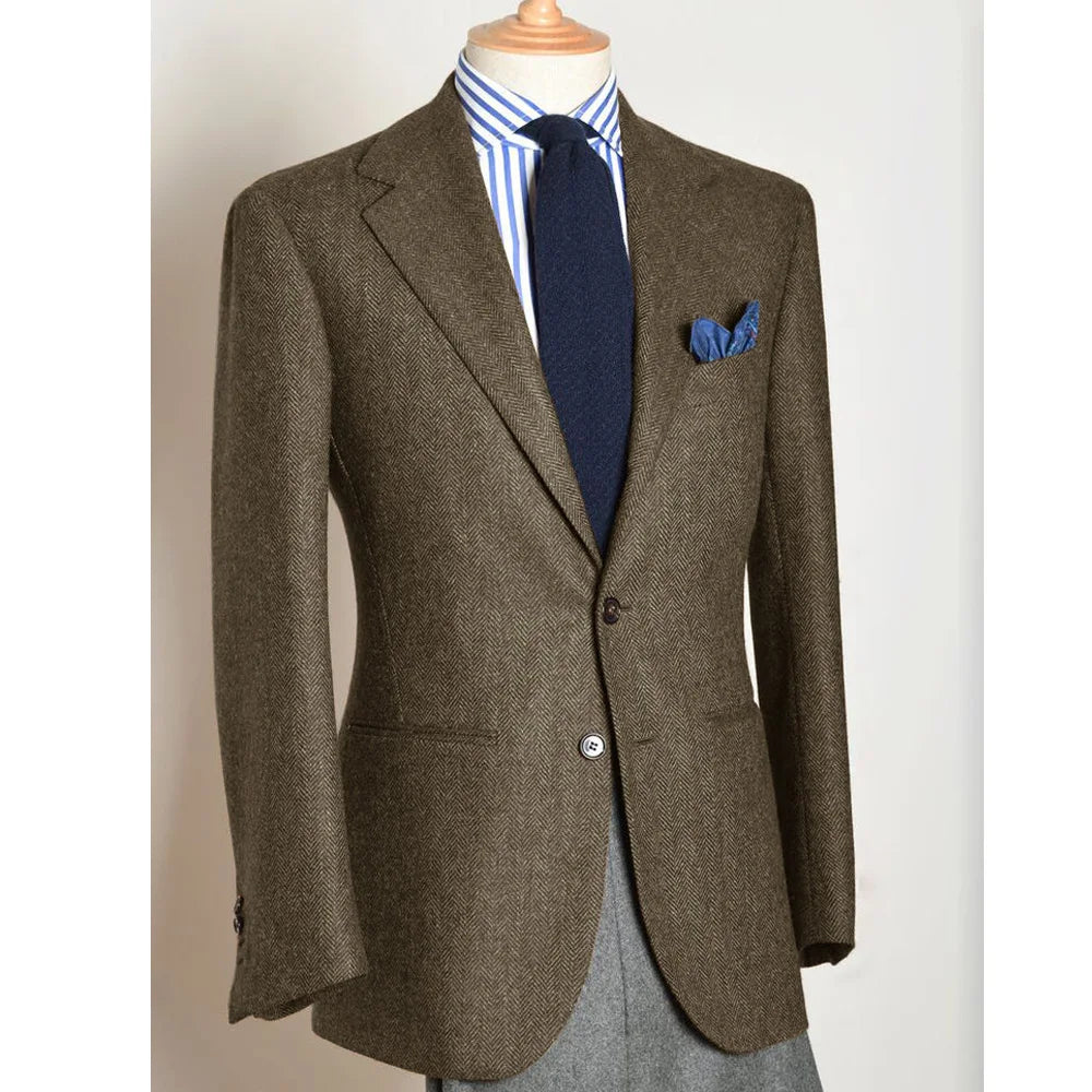 Stylish Korean Men's Herringbone Blazer