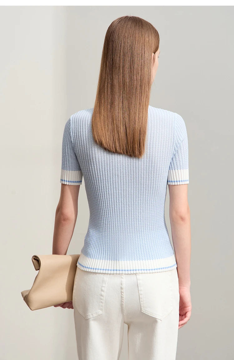 Short-sleeved Wool Slim Sweater