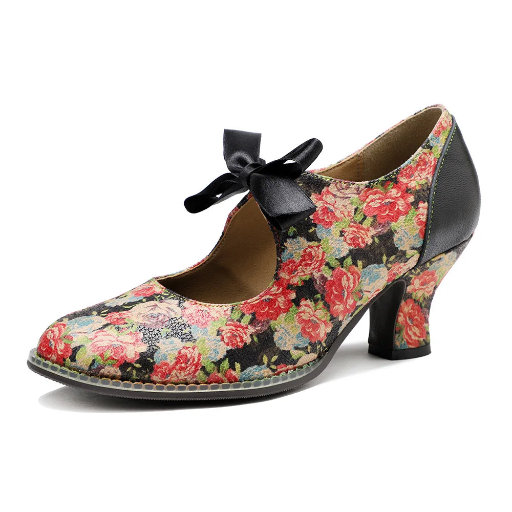 Classic Floral Bow Lace Pumps
