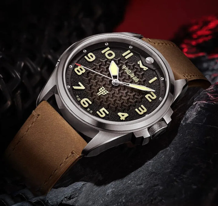 Sleek Leather Strap Mechanical Watch