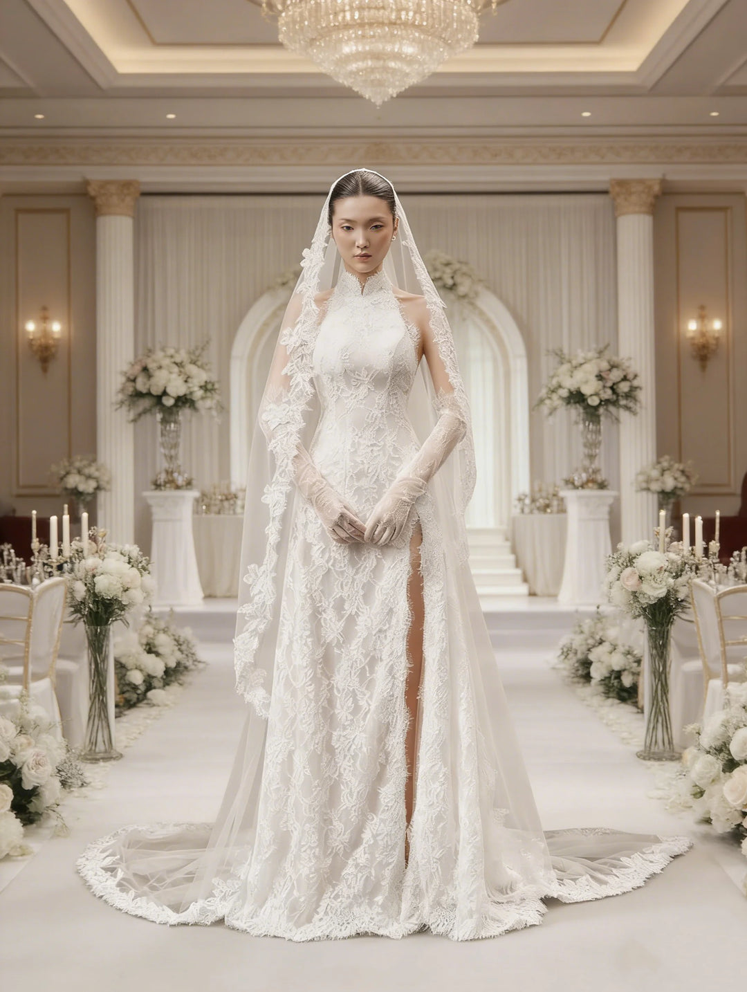 Sweet Appliqued Sweep Train Wedding Dress