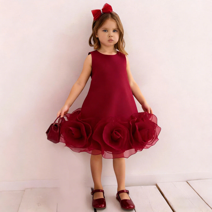 Alluring Big Flower Little Bridesmaids Gown
