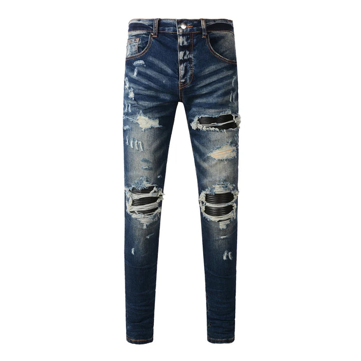 Sleek Patch Detail Slim Denim Jeans Pants