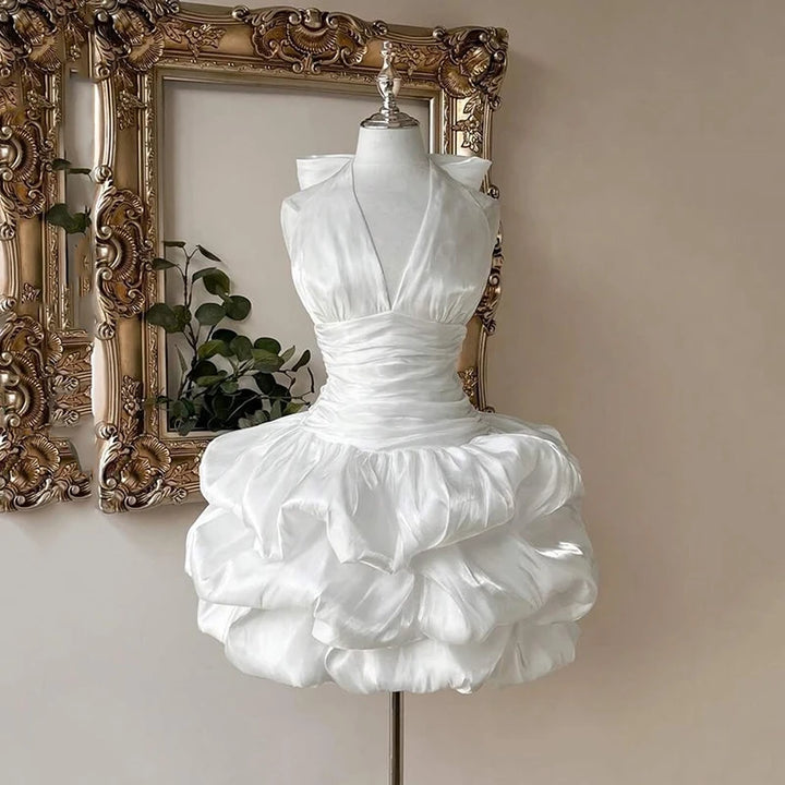 Stunning Boho Halter-neck Mini Bridal Dress