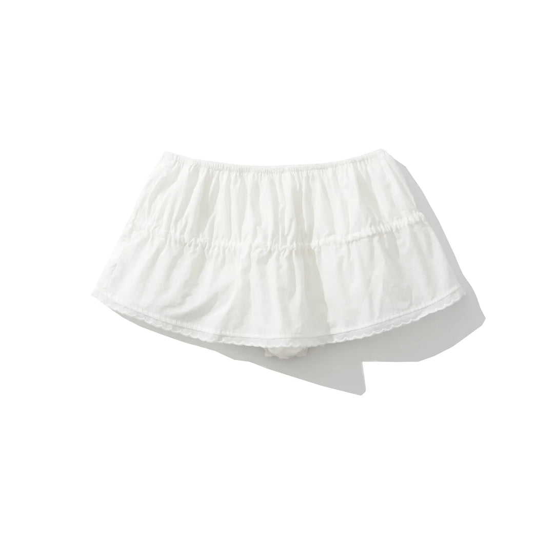 Sweet Bow Lace Trim Mini Skirt