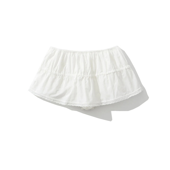 Sweet Bow Lace Trim Mini Skirt