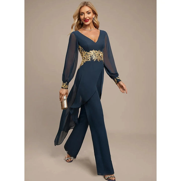 Deep V-neck Stylish Jumpsuit Dress