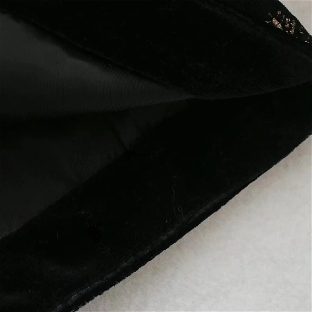Trendy Velvet Embroidered Slim Coat