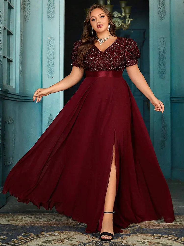 Charming Puff Sleeve Evening Party Dress