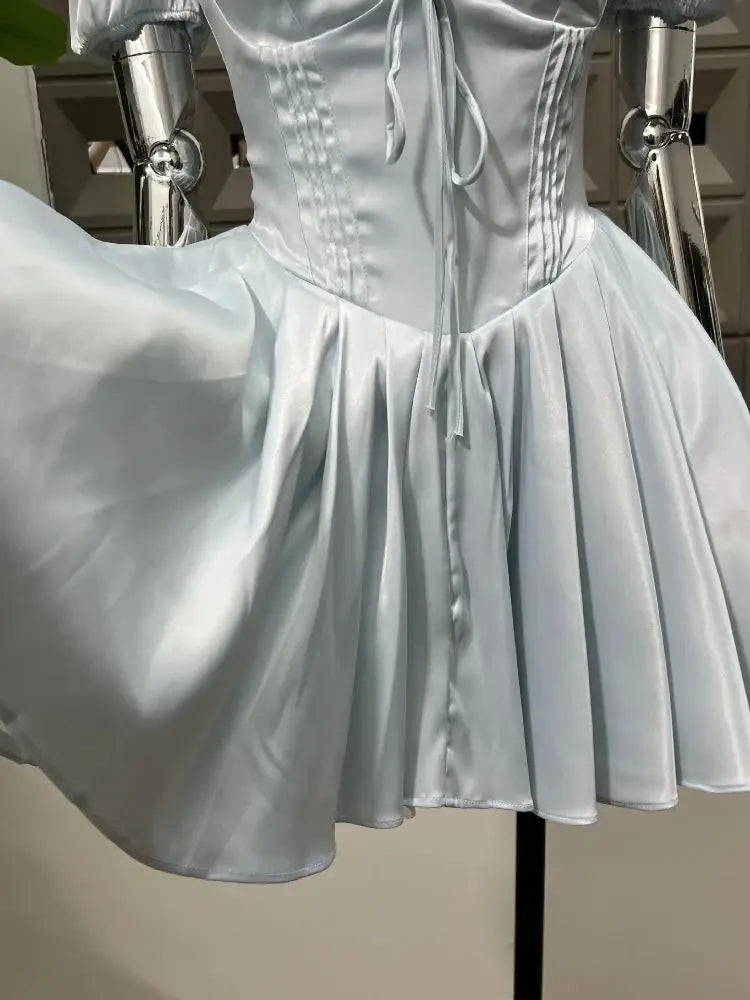 Stylish Satin Low Cut Mini Cocktail Dress