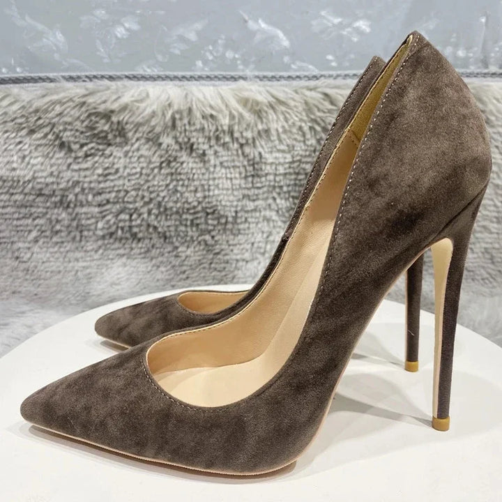 Trendy Suede Flock Stiletto Heels