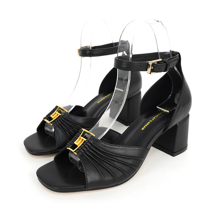 Luxury Open-Toed Square Heel Sandals